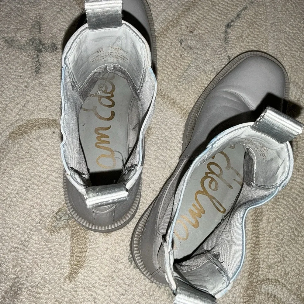 Sam Edelman Laguna Womens Leather Chelsea Boots‎ Light Grey Waterproof Size 7